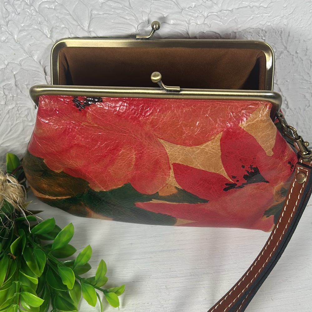 Patricia Nash Floral Wristlet Clutch KISS Lock Leather Purse Patricia Nash - Picture 12 of 16